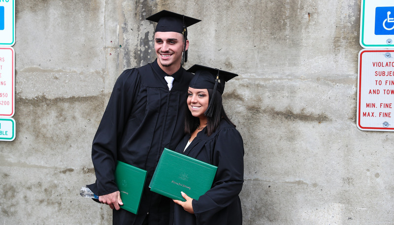 Students celebrating graduation