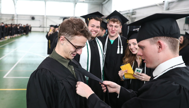 Students celebrating graduation