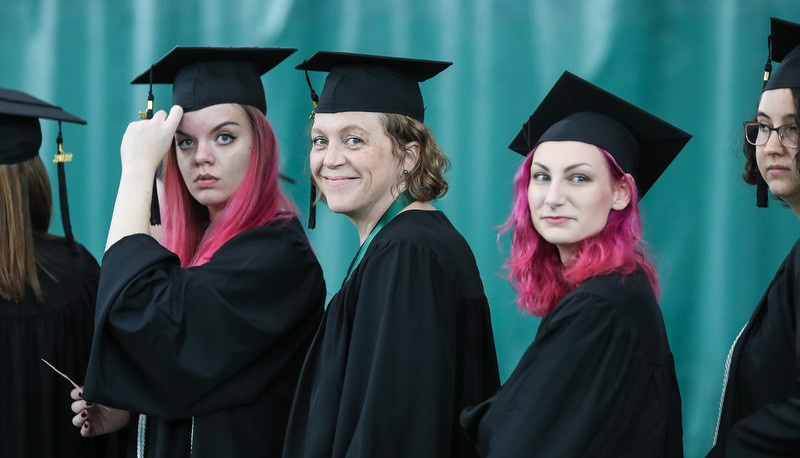 Students celebrating graduation