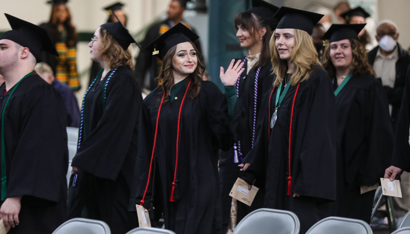 Students celebrating graduation