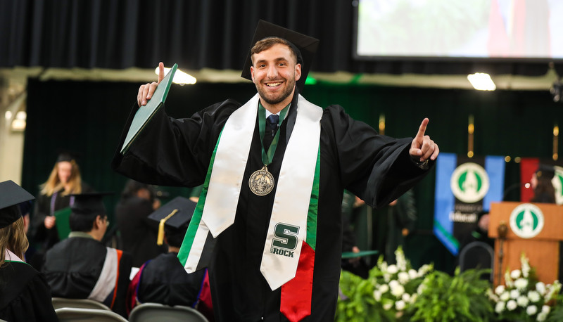 Students celebrating graduation