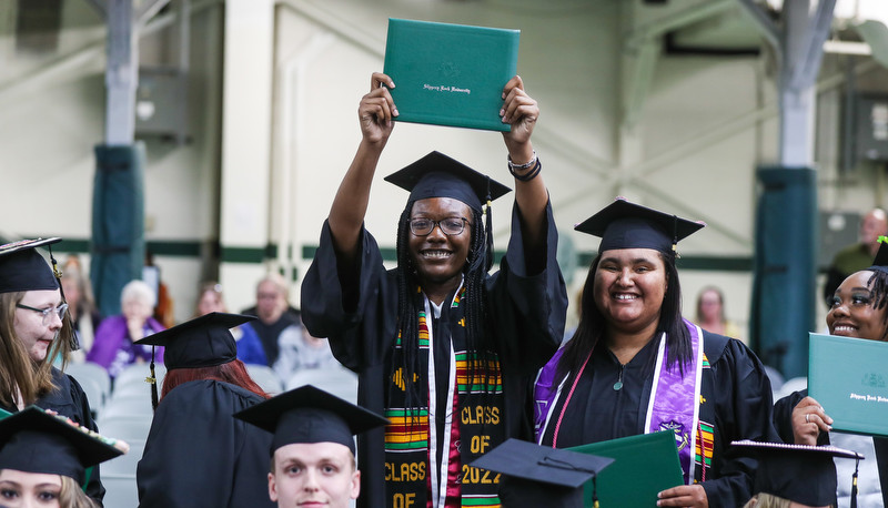 Students celebrating graduation