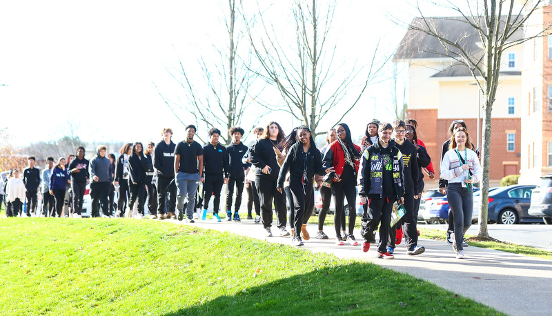 Students visiting campus