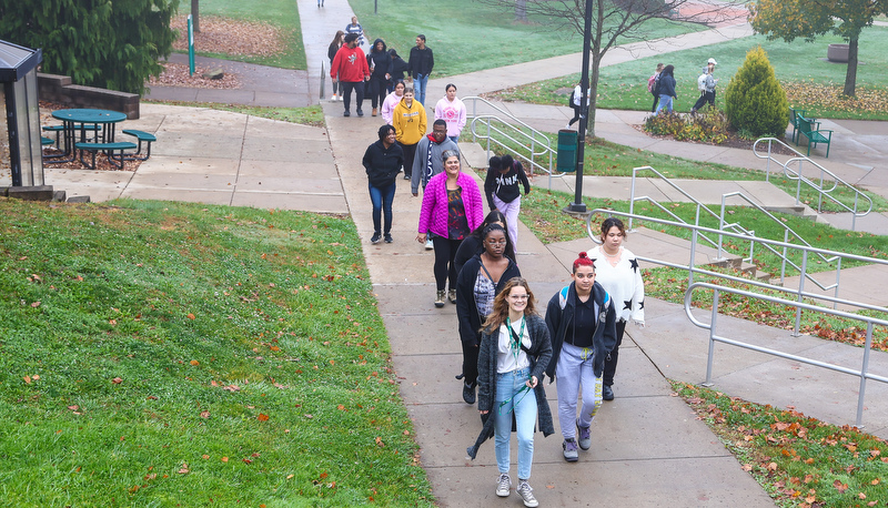 Students visiting campus