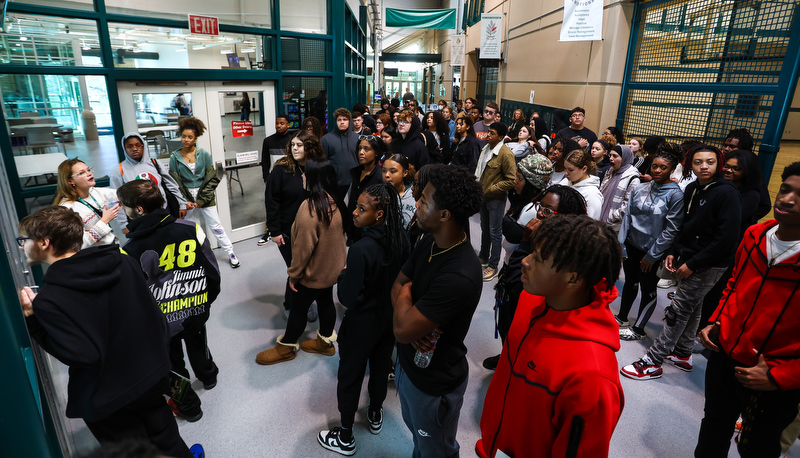 Students visiting campus