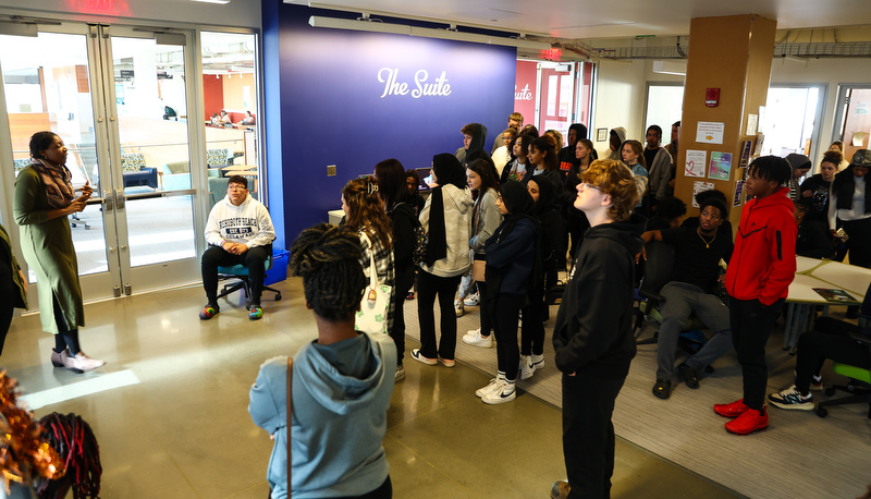 Students visiting campus