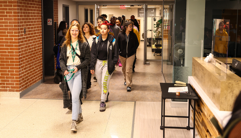 Students visiting campus