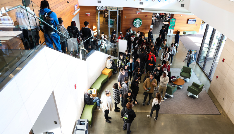 Students visiting campus