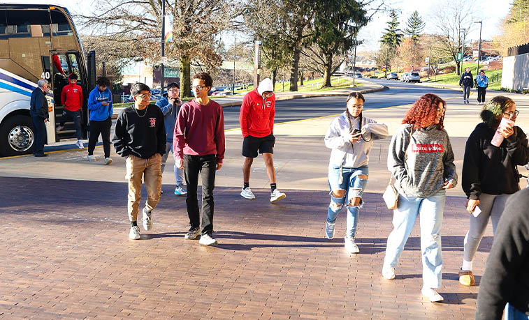 Students visiting campus