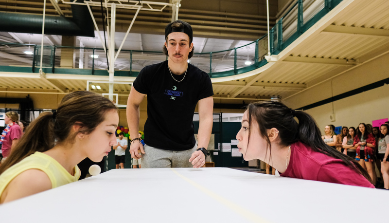 Students playing games to raise money