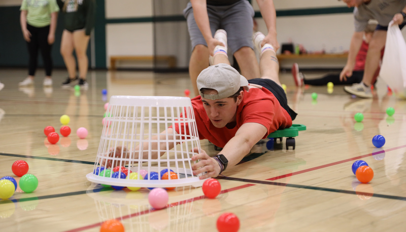 Students playing games to raise money