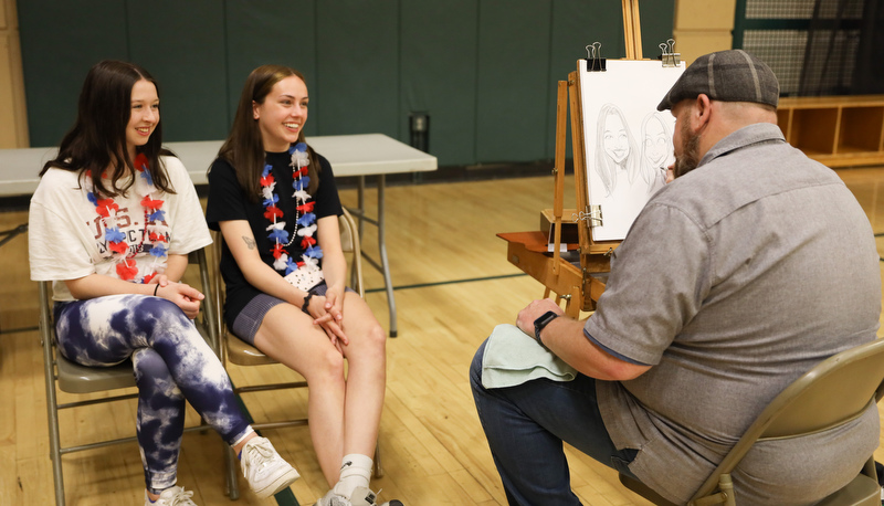 Students playing games to raise money