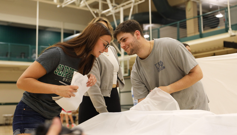 Students playing games to raise money