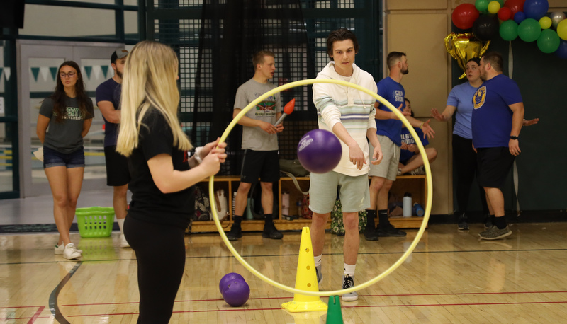 Students playing games to raise money
