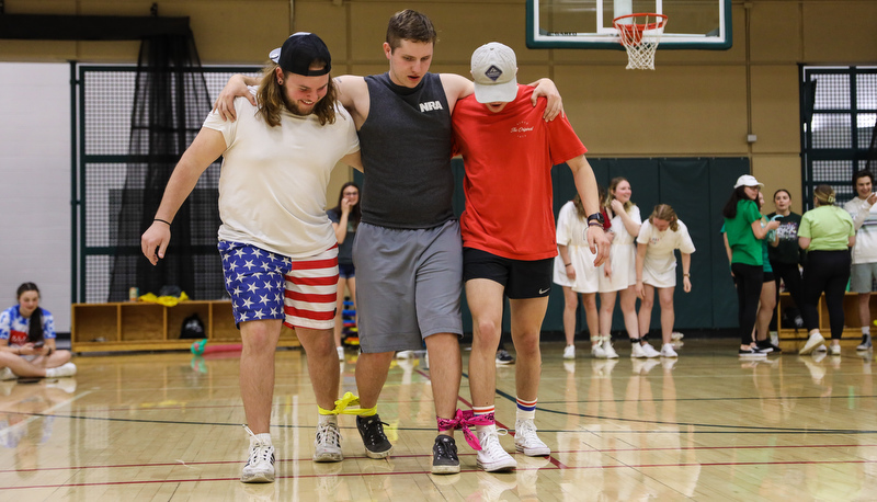 Students playing games to raise money