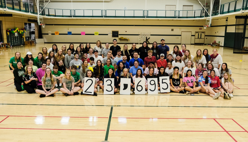 Students playing games to raise money