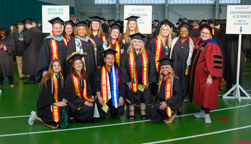 Students celebrating graduation