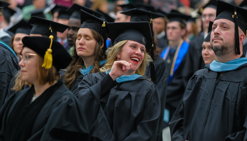 Students celebrating graduation