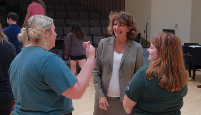 President Riley touring campus