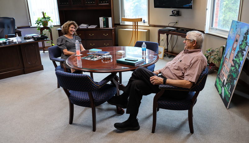 President Riley touring campus