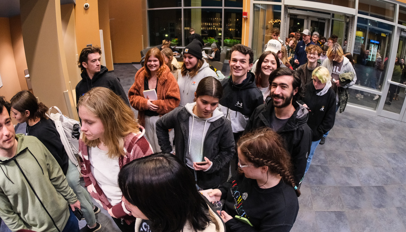 Students enjoy late night breakfast