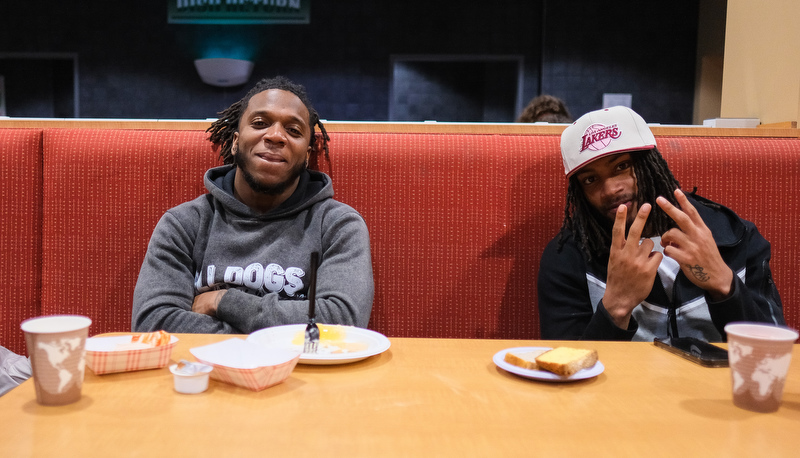 Students enjoy late night breakfast