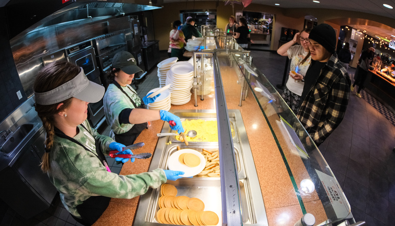 Students enjoy late night breakfast