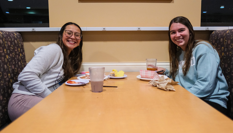 Students enjoy late night breakfast