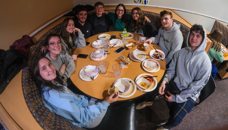 Students enjoy late night breakfast