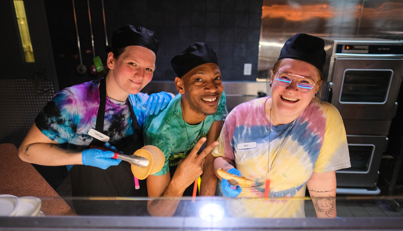 Students enjoy late night breakfast