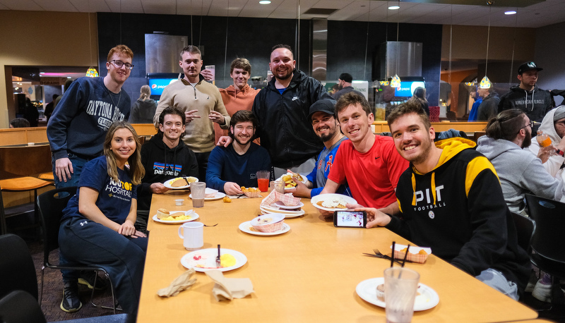 Students enjoy late night breakfast