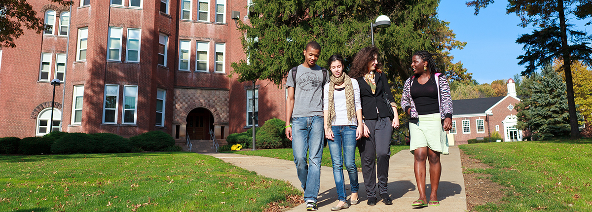 Students walking together on campus