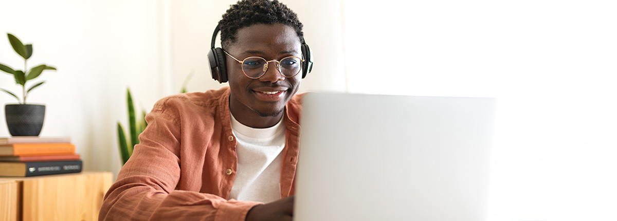 Student in front of computer