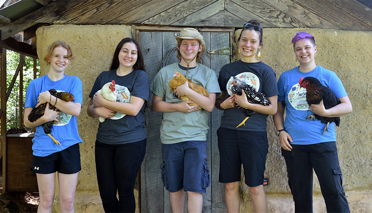 Staff with Chickens