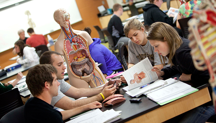 Biology students in class