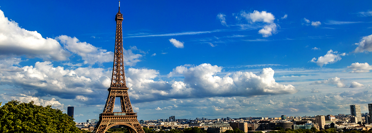 Distance shot of the Eiffel Tower