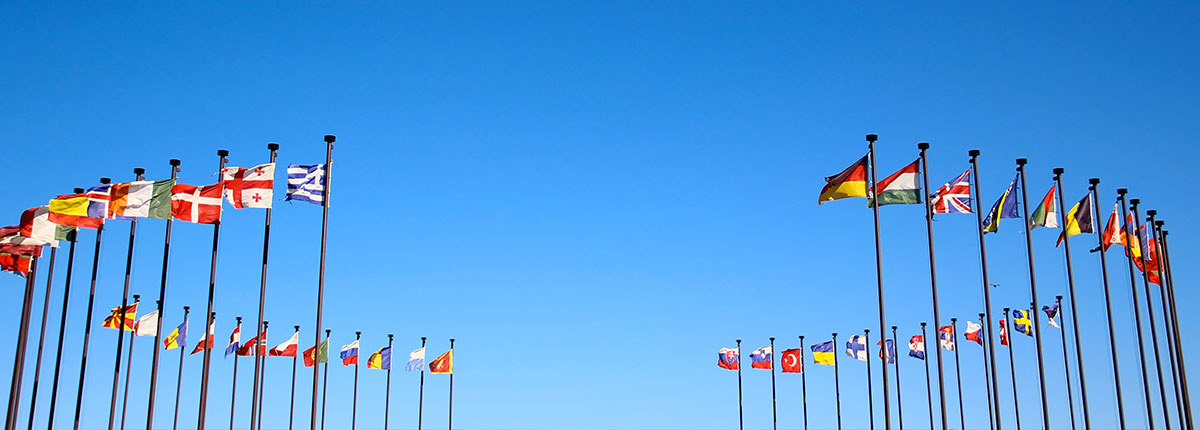 Image of many nations' flags 