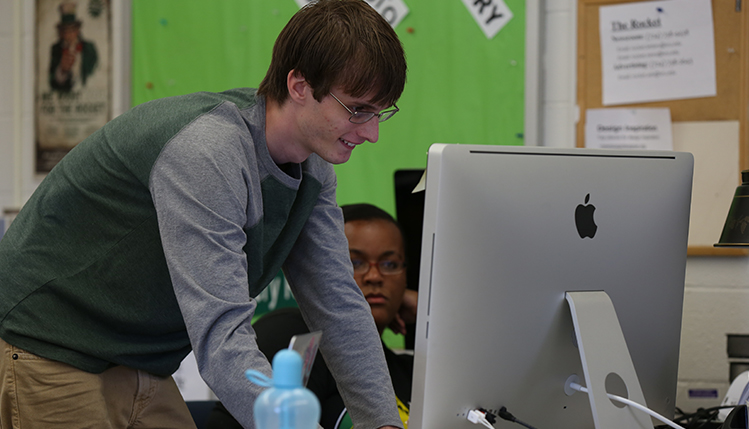 Student working at computer