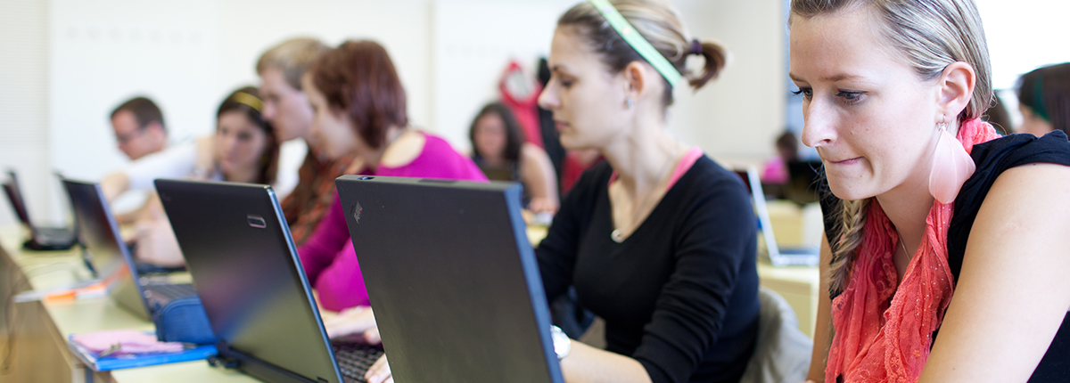 Students working at computers