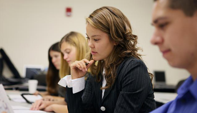 Student working at a computer