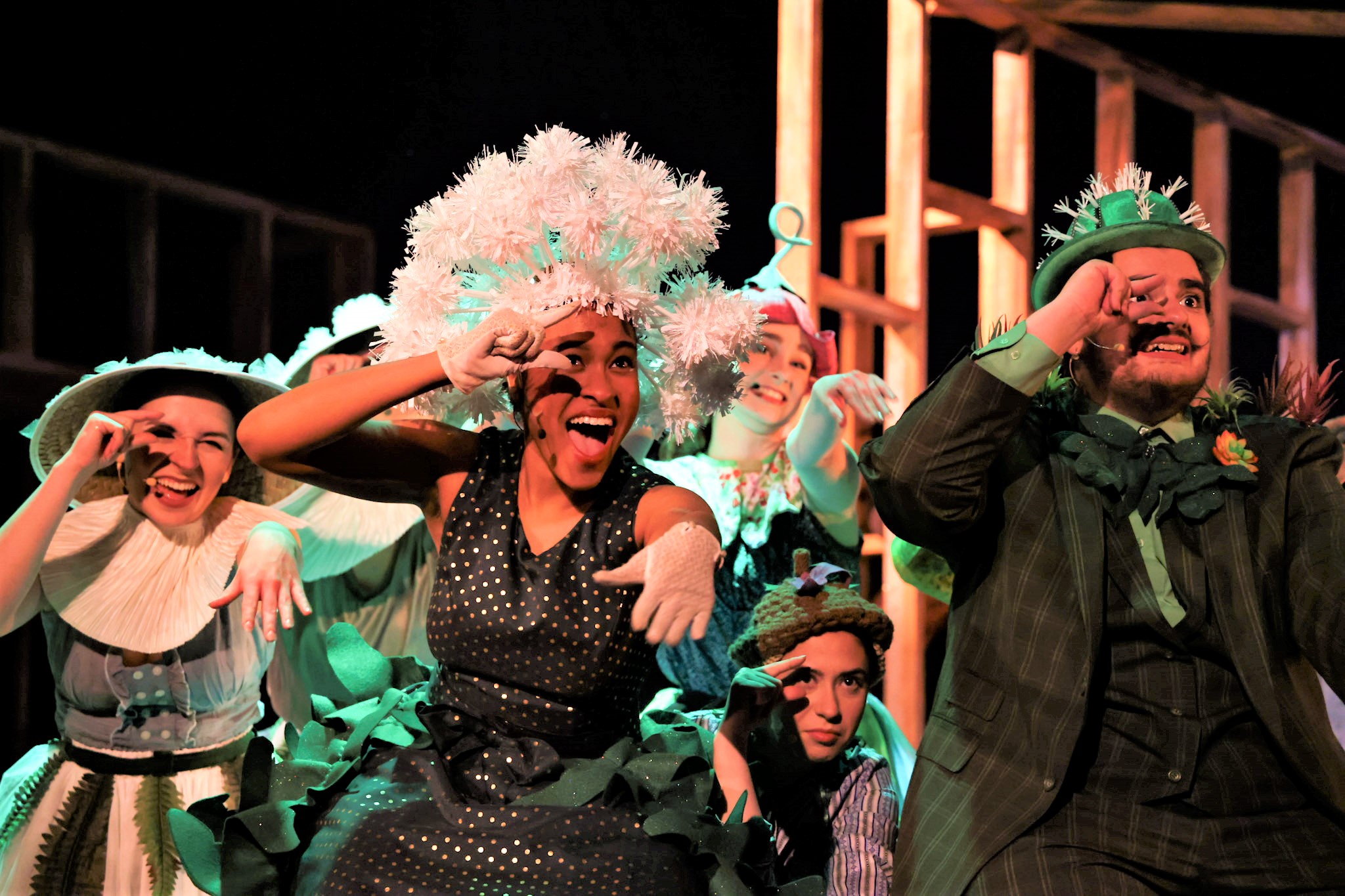 Actresses performing on stage