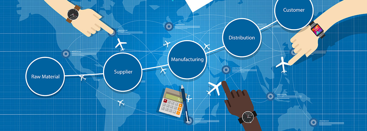 An image of a digital representation of Supply Chain management. 