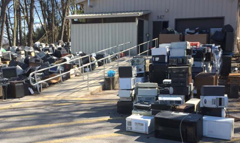e-waste materials being dropped off