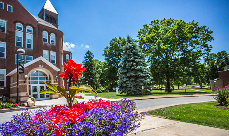 old main and flowers
