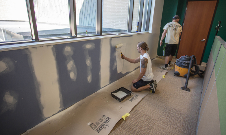 painting new dry wall at student center