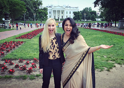 Erin Bagwell and Komal Minhas outside the White House
