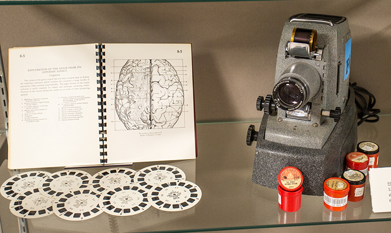 defunct film projector and viewmaster disc slides