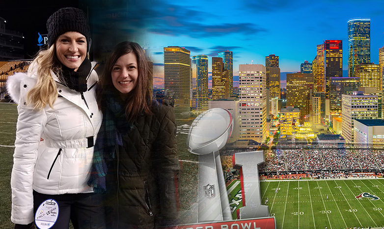 Erin Andrews and Katerina Fissore football game collage image