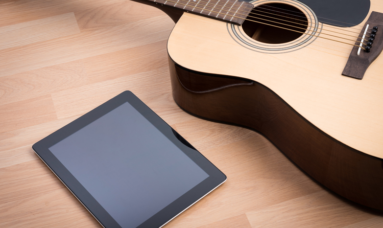 acoustic guitar and iPad