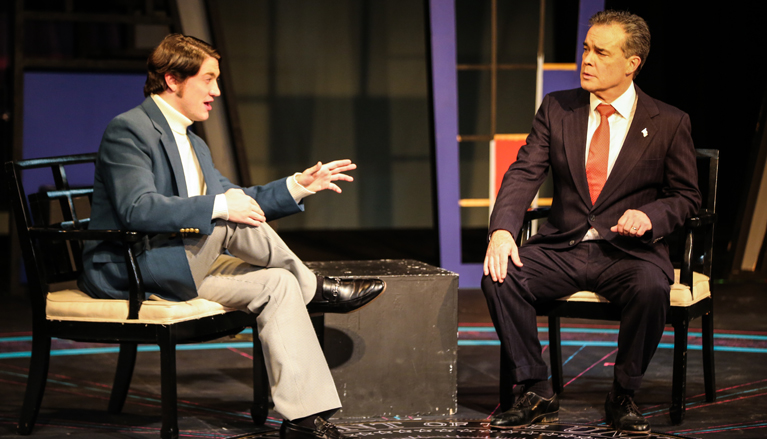 Actors during dress rehearsal for Frost/Nixon